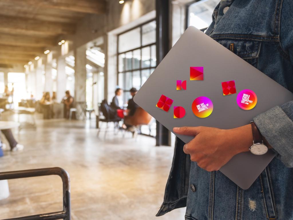 Examples of stickers on a laptop case