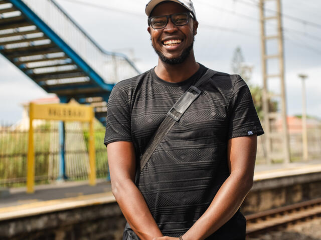A picture of Takunda Chikomo at a station 