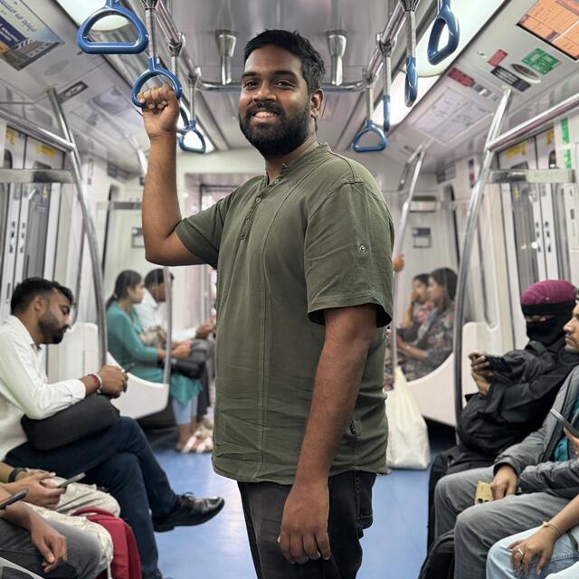 A picture of Dewang Subil on a train 